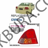 Honda Cıvıc 2003-2005 Sol Dış Stop Lambası (Depo) 217-1956L-AE-Y