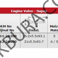 Kia Cerato 2004-2010 1.5 1.6 Crdi Takım Supap (Supsan) 22211-2a100