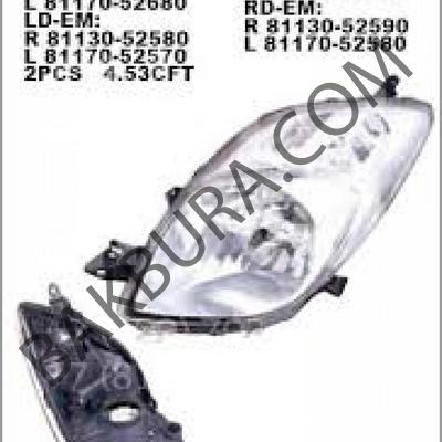 Toyota Yarıs 2006-2009 Sağ Far (Depo) 81130-52580