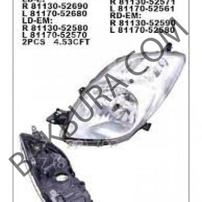 Toyota Yarıs 2006-2009 Sol Far (Depo) 81170-52570