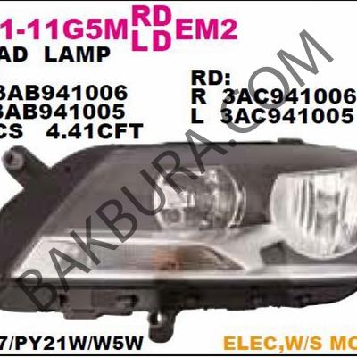 Volksvagen Passat 2011-2015 Sol Far (Depo) 44111G5LMLDEM2 3ab941006